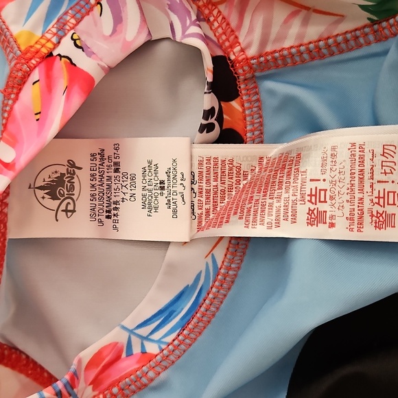 Disney Mickey Mouse Rash Guard Swim Shirt Tropical Floral Sz 5-6 UPF 50+ NWT - Picture 5 of 7